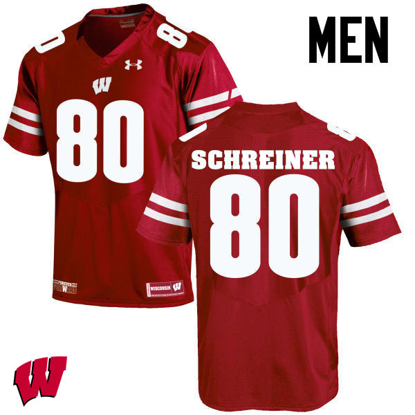 Men Wisconsin Badgers #80 Dave Schreiner College Football Jerseys-Red